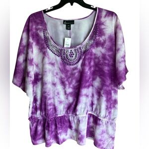 Lane Bryant Purple Tie-Dye Blouse 22/24